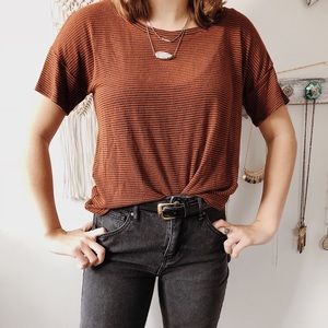 comfortable orange and black striped t-shirt